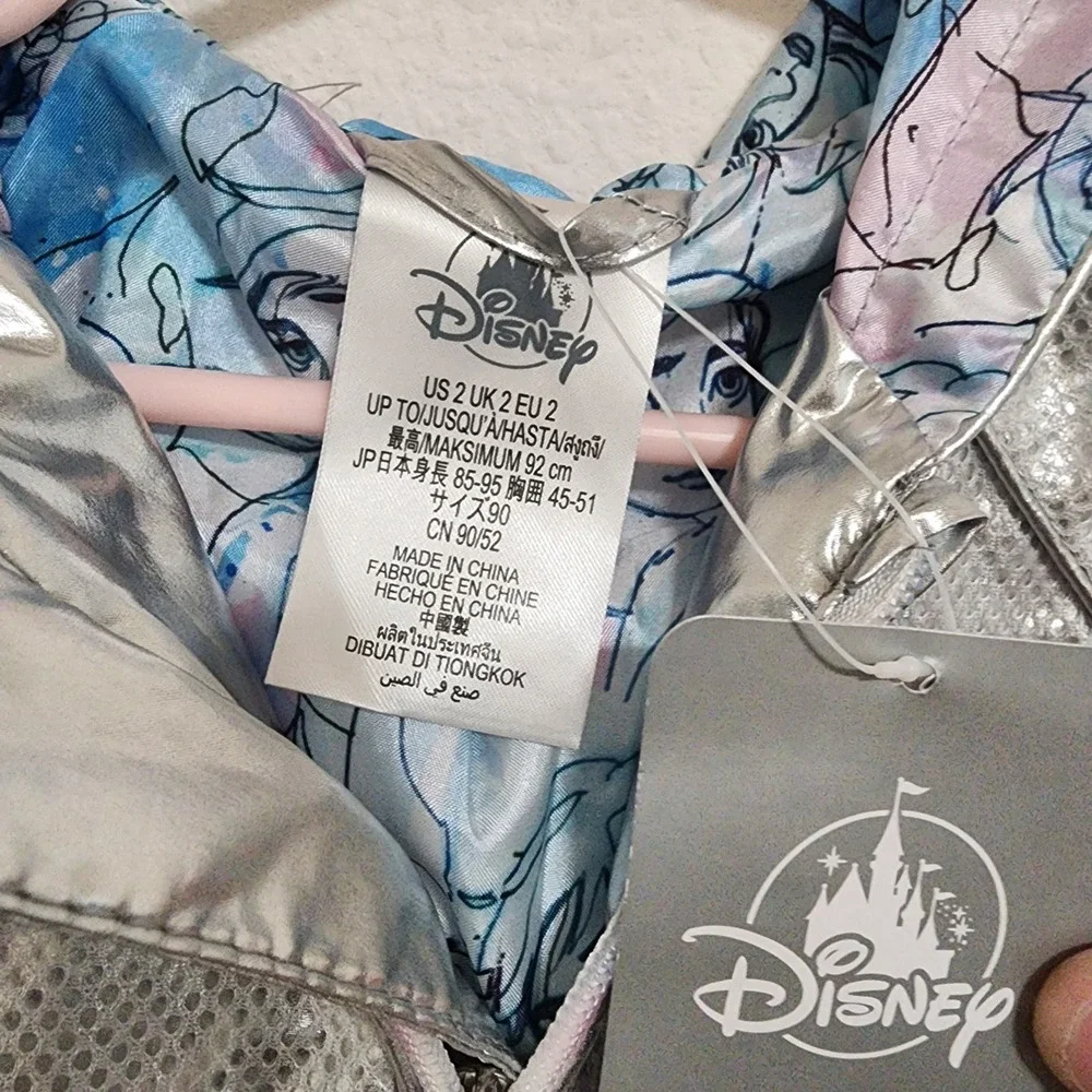 Disney Frozen Elsa Anna Silver Hooded Cape Jacket Girls Size 2T Shimmer‎ Mesh